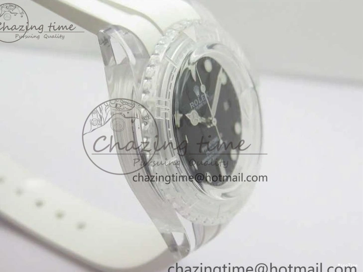 MiroTime 0116 Submariner Phantomlab Transparent KZF Best Edition Black Dial on White Rubber Strap VR StreetReady 2567